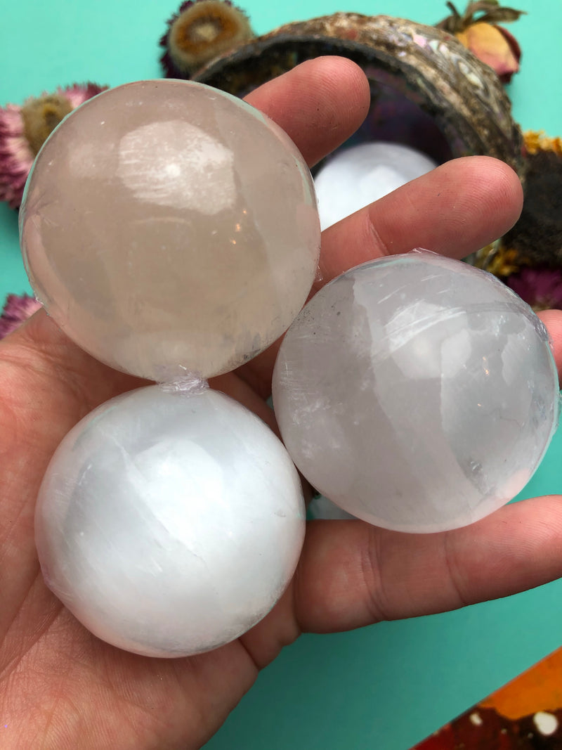 Selenite Satin Spar Spheres For Cleansing