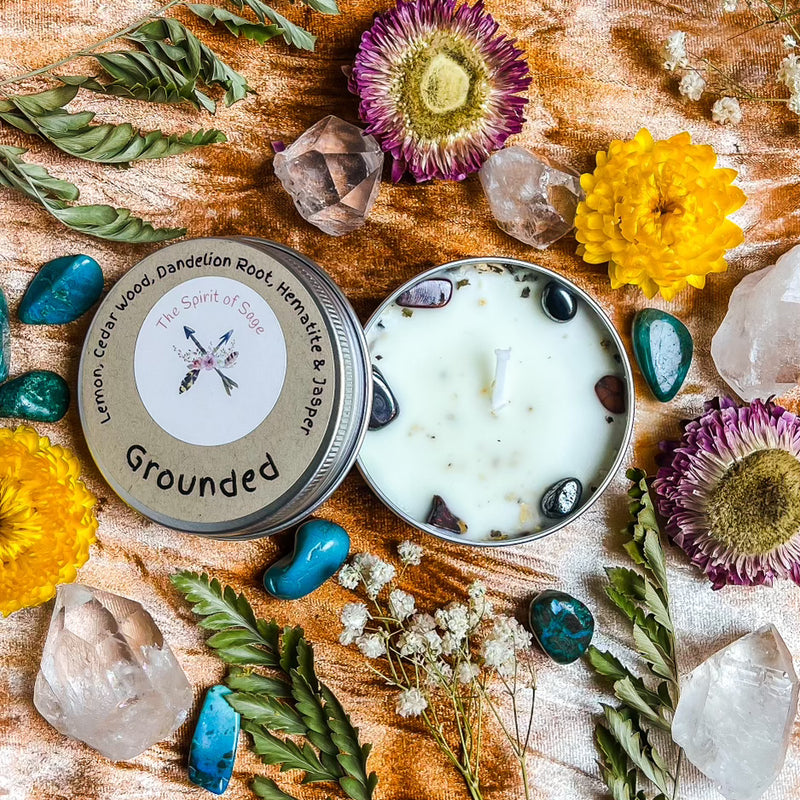 Handmade Spirit Candles with Essential Oils, Crystals & Herbs